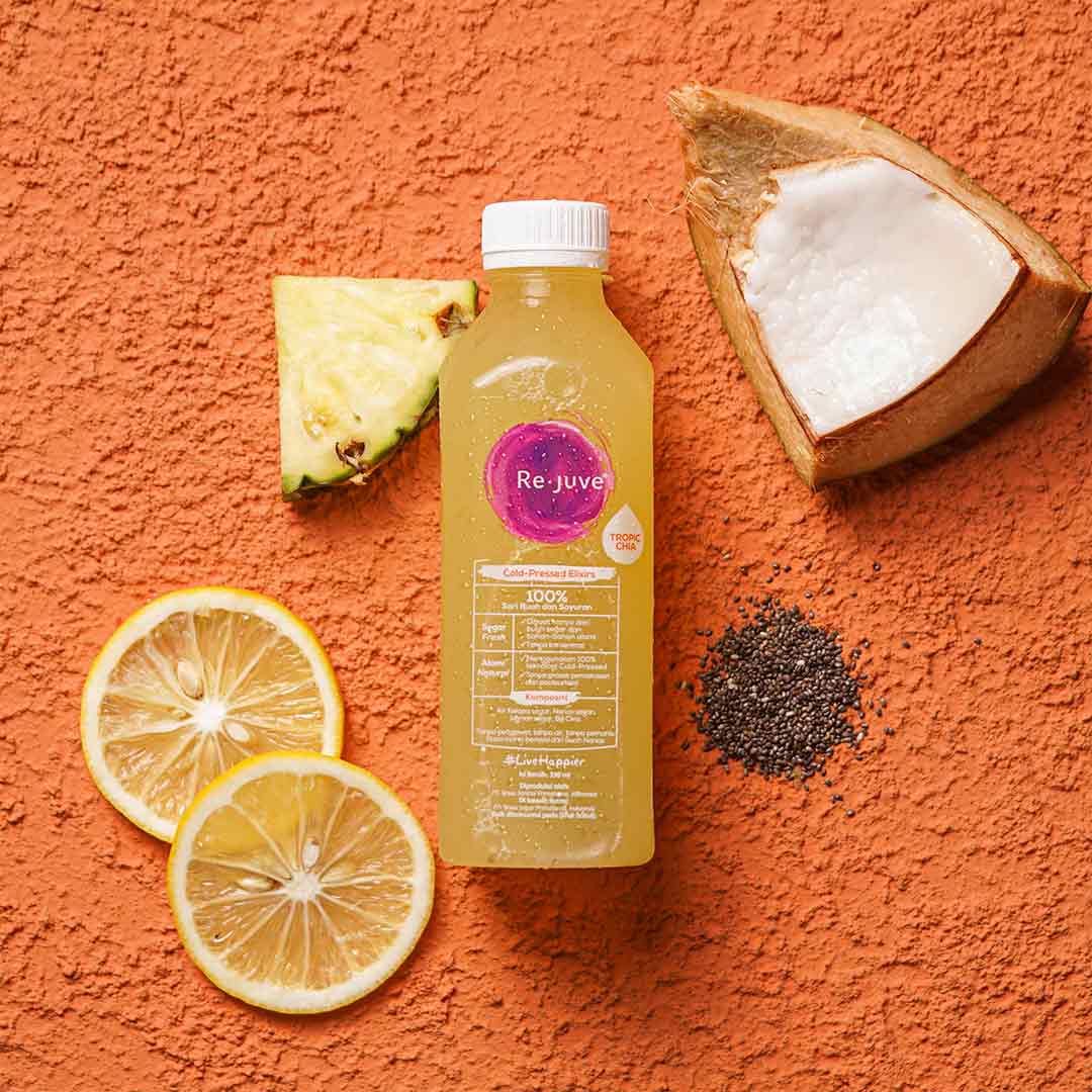 Rejuve Cold-Pressed Elixirs Tropic Chia, Pineapple, Coconut Water, Lemon, Chia Seeds